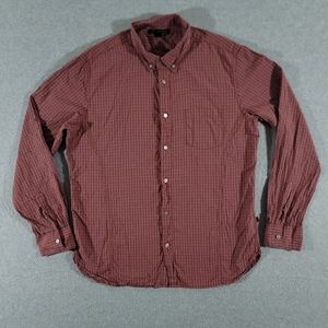 John Varvatos Button Down Shirt Mens XL Red Plaid Long Sleeve